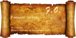 Fenusz Orion névjegykártya